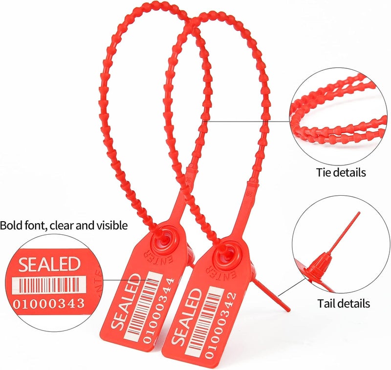 LeadSeals 500 Red Plastic Barcode Seals, Numberd Plastic Tamper Seals Security Tags, Pull-Tite Safety Zip Ties, Tamper Proof Tags Plasic Locks for Fire Extinguishers - Image 5